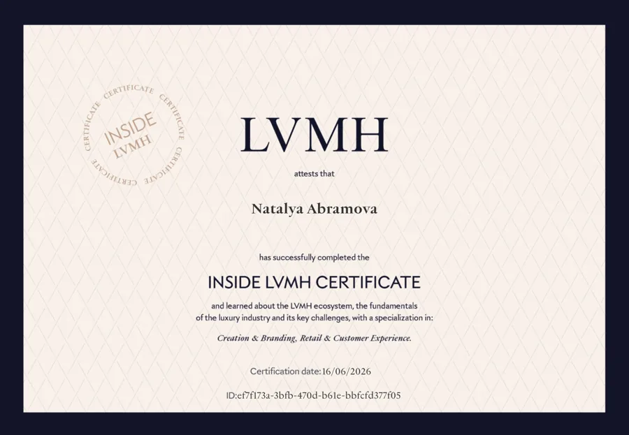 Inside LVMH Certificate